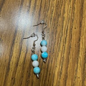 Blue and White Beaded Earrings, homemade by Loop & Ladder